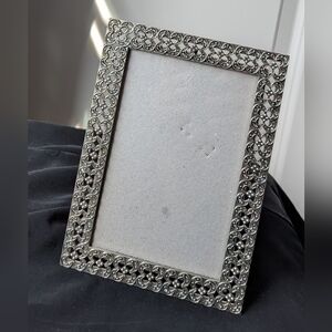 Vintage 1990s Elsa L Ornate Metal Rectangle Silver Tone Frame For Photo 4x6
